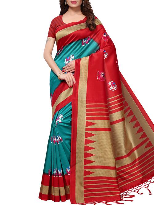 conversational turquoise mysore silk saree with blouse - 15957683 - Very Small Image - 1