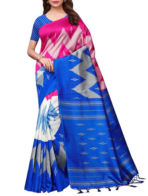 ikat pink mysore silk saree with blouse - 15957690 - Very Small Image - 1