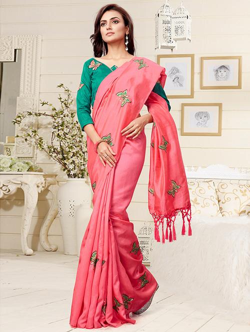 conversational peach embroidered saree with blouse - 15957896 - Very Small Image - 1