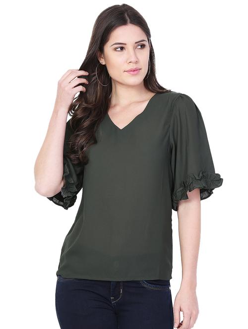 ruffle detail short sleeved top - 15957935 - Very Small Image - 1