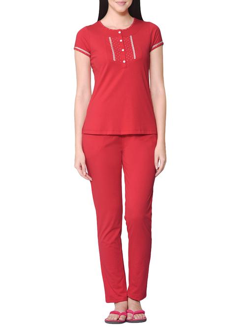 lace detail nightwear pajama set - 15958044 - Very Small Image - 1