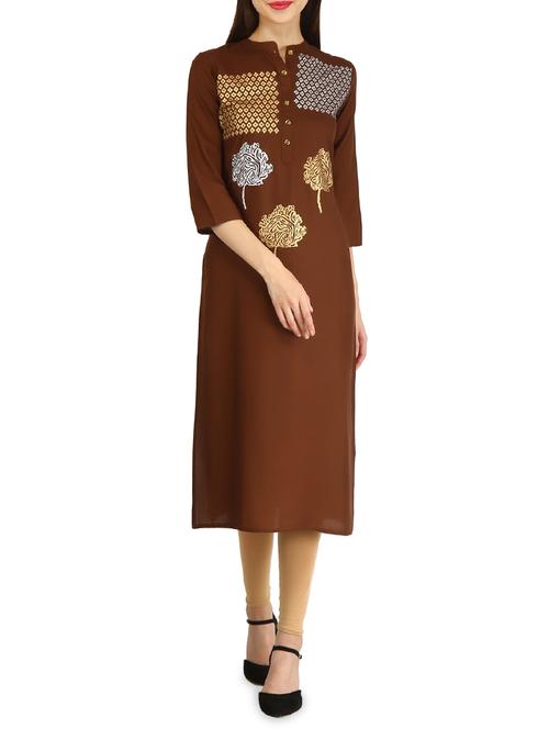 foil print straight kurta - 15958636 - Very Small Image - 1