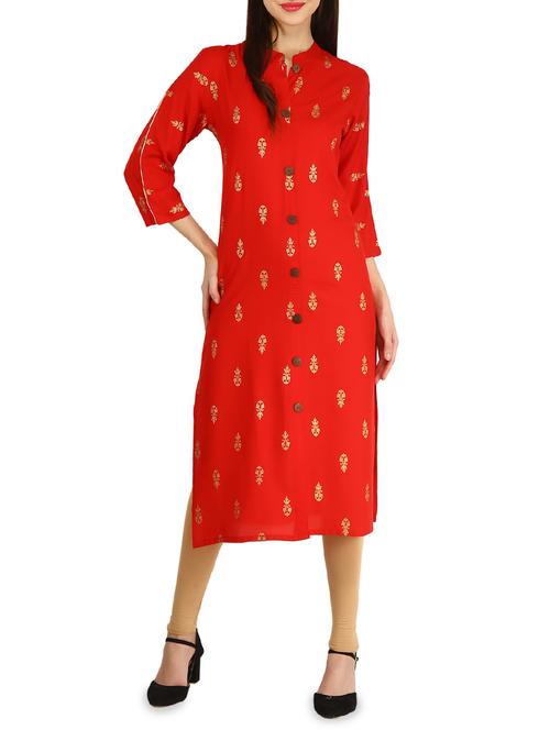 foil print straight kurta - 15958639 - Very Small Image - 1