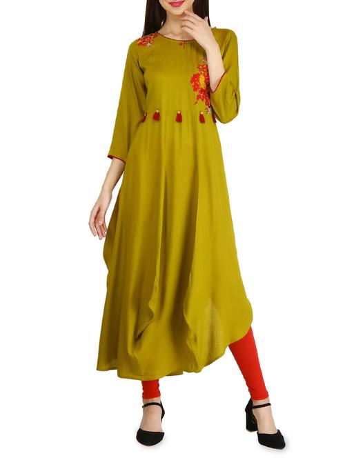 embroidered cowl kurta with tassels - 15958648 - Very Small Image - 1