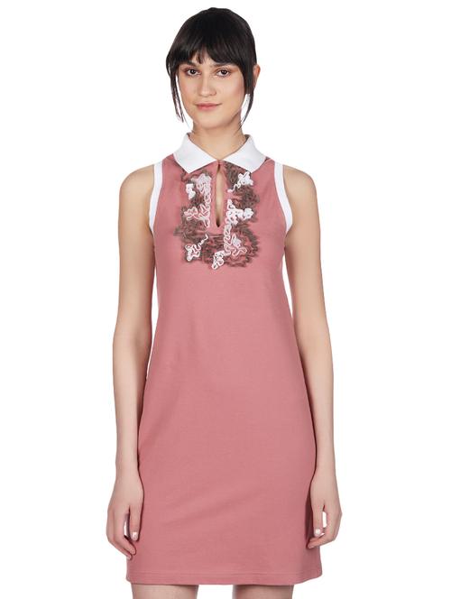 contrast detail ruffle trim sheath dress - 15958763 - Very Small Image - 1