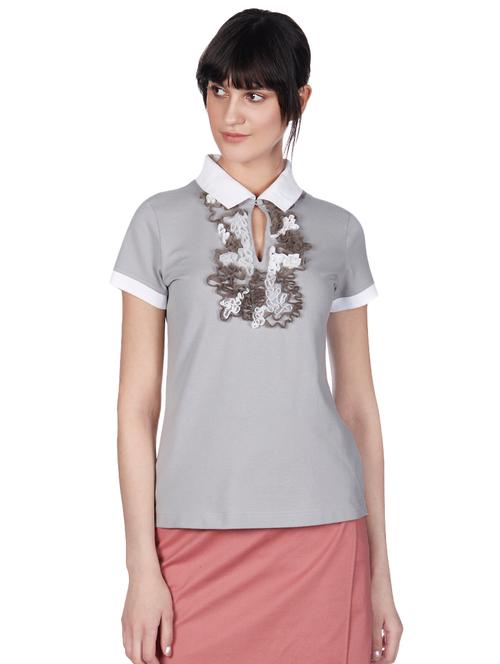 ruffle detail peter pan tee - 15958779 - Very Small Image - 1