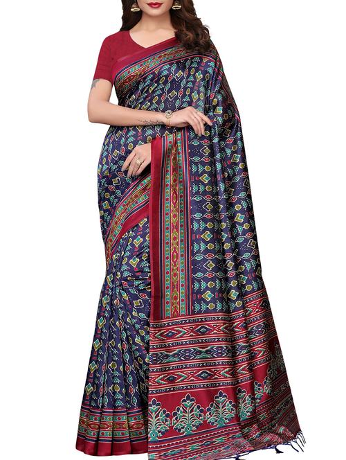 ikat printed saree with blouse - 15958893 - Very Small Image - 1