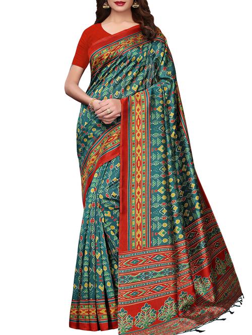ikat printed saree with blouse - 15958894 - Very Small Image - 1