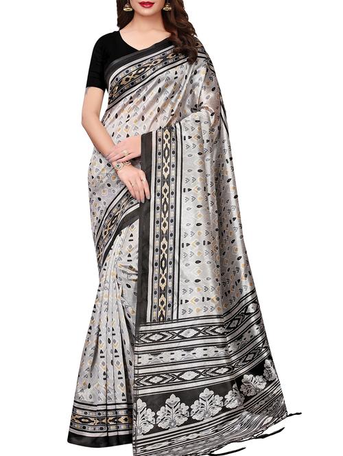 ikat printed saree with blouse - 15958897 - Very Small Image - 1