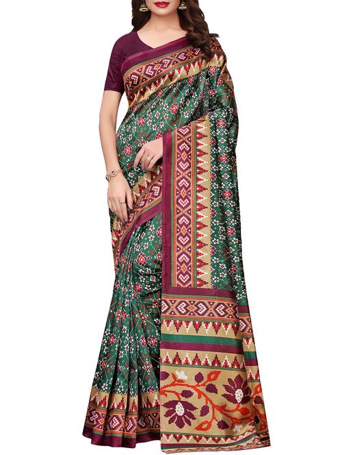 floral printed saree with blouse - 15958899 - Very Small Image - 1