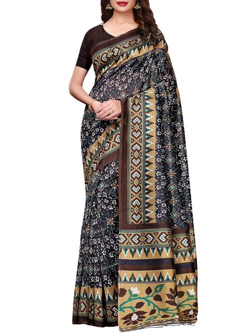 floral printed saree with blouse - 15958900 - Very Small Image - 1