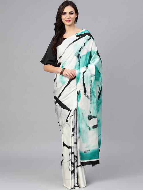abstract printed saree with blouse - 15958909 - Very Small Image - 1