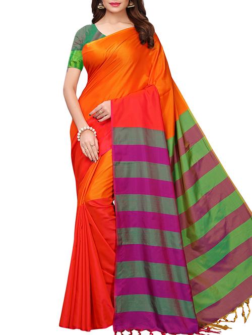 solid woven saree with blouse - 15958953 - Very Small Image - 1