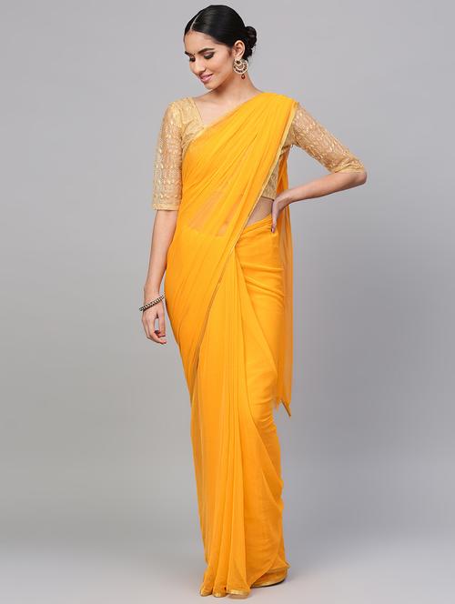 zari plain saree with blouse - 15958961 - Very Small Image - 1