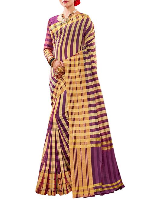 checkered chettinad saree with blouse - 15959098 - Very Small Image - 1
