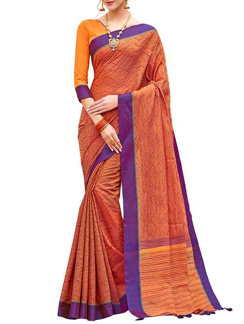 ethnic motif printed saree with blouse - 15959112 - Very Small Image - 1