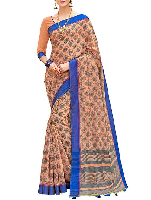floral printed saree with blouse - 15959117 - Very Small Image - 1