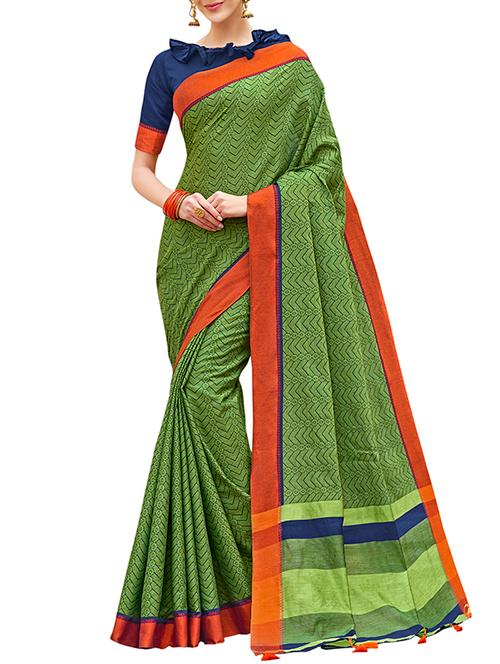 ethnic motif printed saree with blouse - 15959118 - Very Small Image - 1