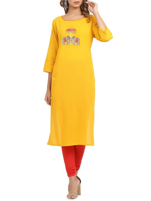 embroidered solid straight kurta - 15961855 - Very Small Image - 1