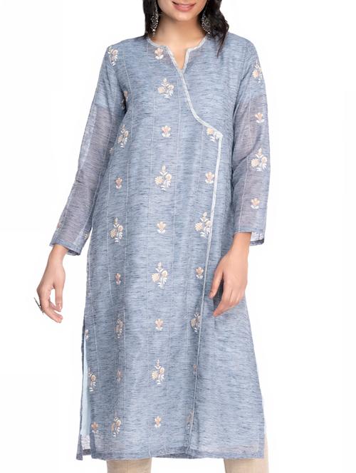 embroidered a-line kurta - 15962142 - Very Small Image - 1