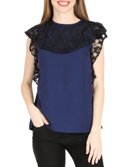 ruffled lace crew neck top - 15962842 - Very Small Image - 1
