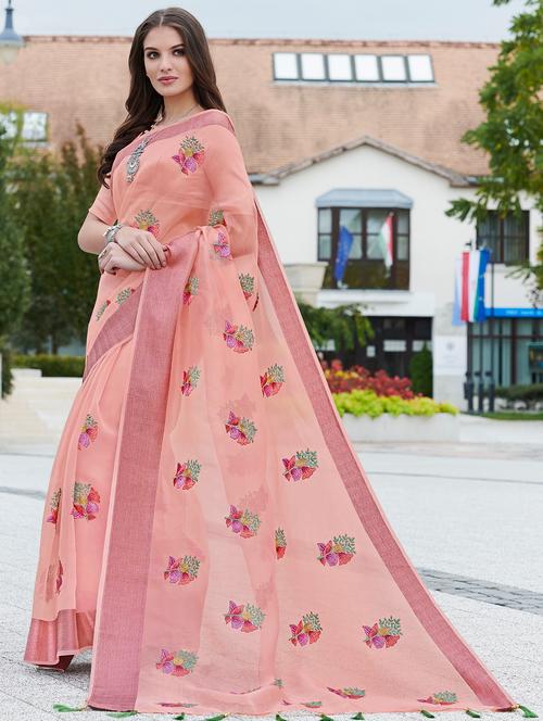 floral embroidered saree with blouse - 15963457 - Very Small Image - 1