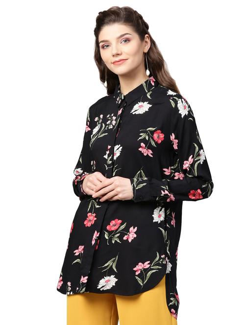 concealed placket floral tunic - 15963895 - Very Small Image - 1