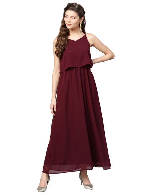 criss cross detail layered maxi dress - 15963900 - Very Small Image - 1