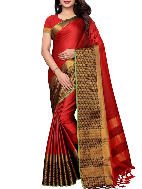 zari border red maheshwari saree with blouse - 15964829 - Very Small Image - 1