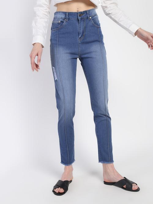 high rise frayed hem jeans - 15965007 - Very Small Image - 1