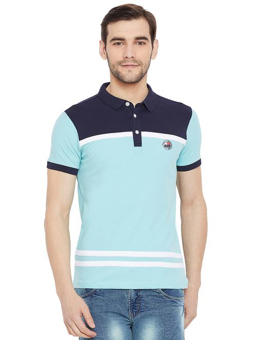 blue color block tshirt - 15965127 - Very Small Image - 1