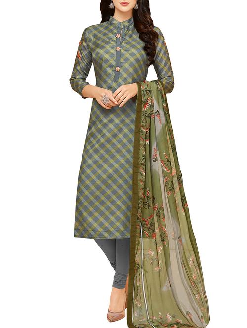 embroidered checkered unstitched suit - 15965166 - Very Small Image - 1