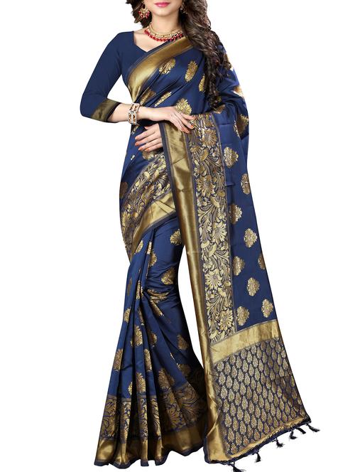 self design woven saree with blouse - 15965171 - Very Small Image - 1