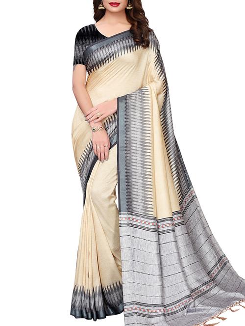 geometric printed saree with blouse - 15965198 - Very Small Image - 1
