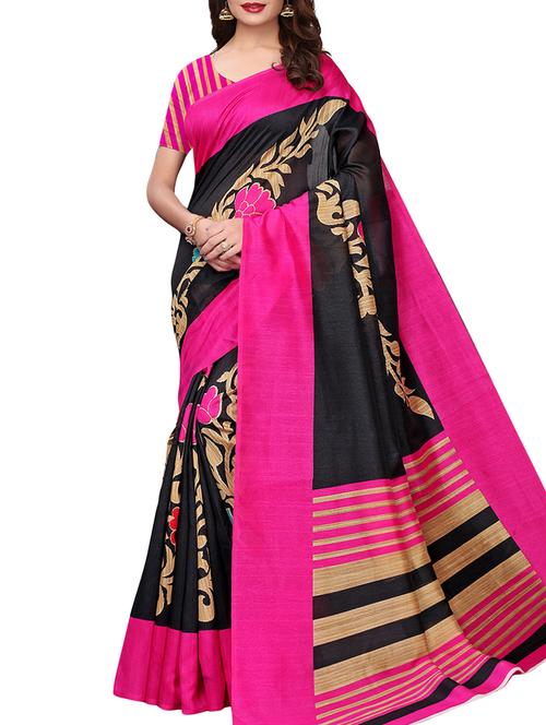 floral printed saree with blouse - 15965218 - Very Small Image - 1