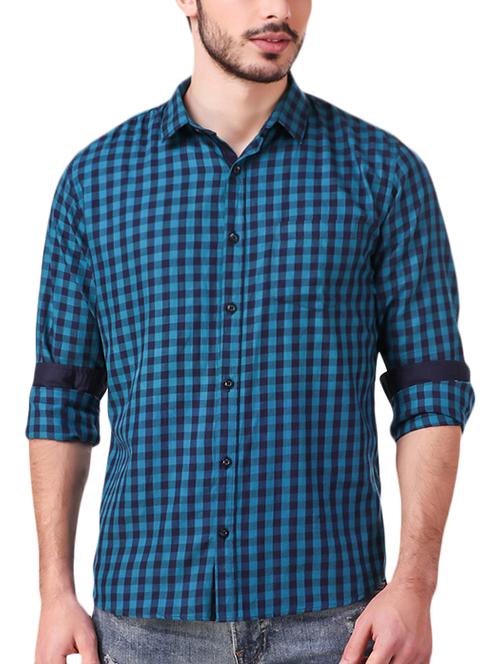blue checkered casual shirt - 15965368 - Very Small Image - 1