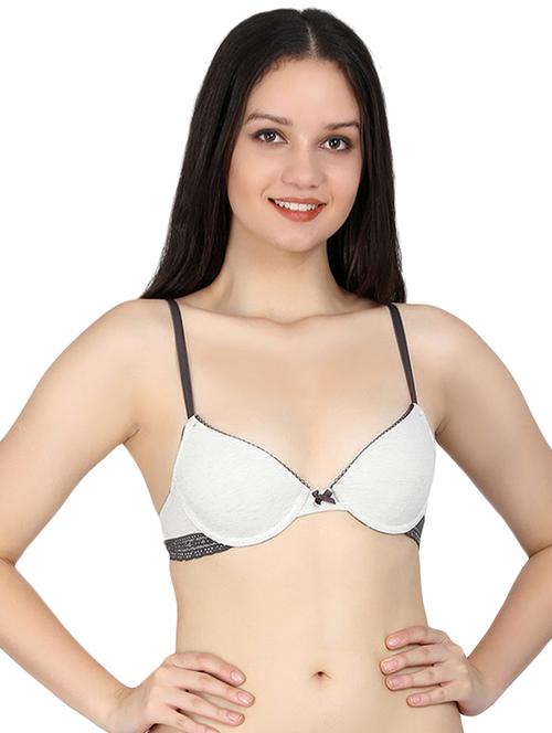 contrast lace bow patch plunge bra - 15966020 - Very Small Image - 1