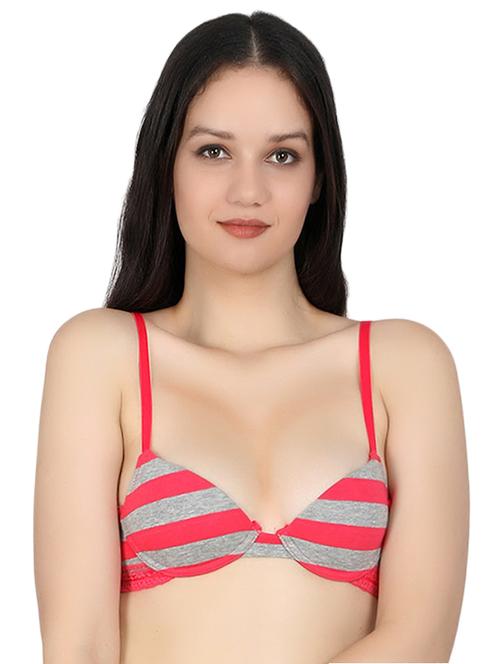 lace detail striped plunge bra - 15966028 - Very Small Image - 1