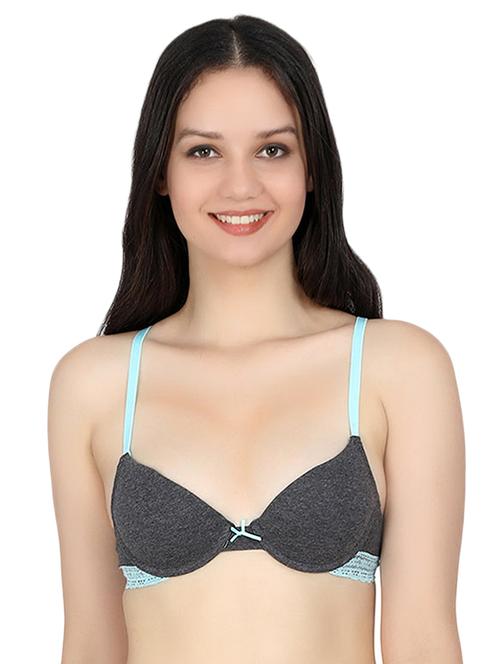 contrast lace bow patch t-shirt bra - 15966030 - Very Small Image - 1