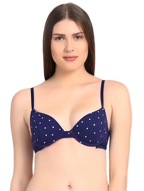 lace insert polka dot plunge bra - 15966040 - Very Small Image - 1