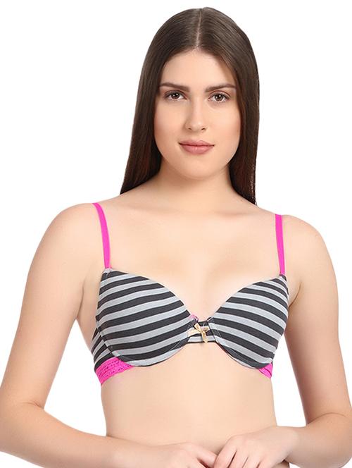 contrast lace striped t-shirt bra - 15966045 - Very Small Image - 1