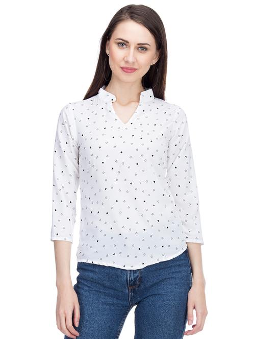 curved hem mandarin neck top - 15966388 - Very Small Image - 1