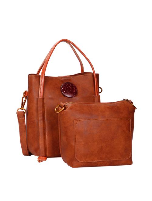 tan leatherette (pu) sling bag - 15966440 - Very Small Image - 1