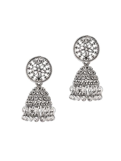 silver metal jhumka earring - 15966523 - Very Small Image - 1