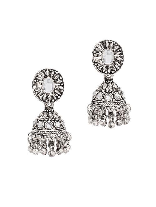 silver metal jhumka earring - 15966524 - Very Small Image - 1