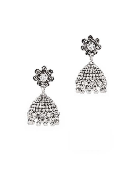 silver metal jhumka earring - 15966533 - Very Small Image - 1