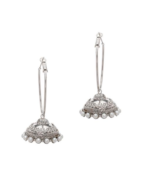 silver metal jhumka earring - 15966534 - Very Small Image - 1