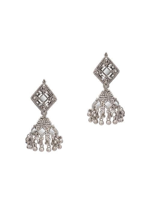 silver metal jhumka earring - 15966548 - Very Small Image - 1