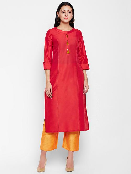 princess line silk straight kurta - 15966658 - Very Small Image - 1