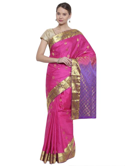 ethnic zari motif magenta kanjivaram saree - 15966762 - Very Small Image - 1